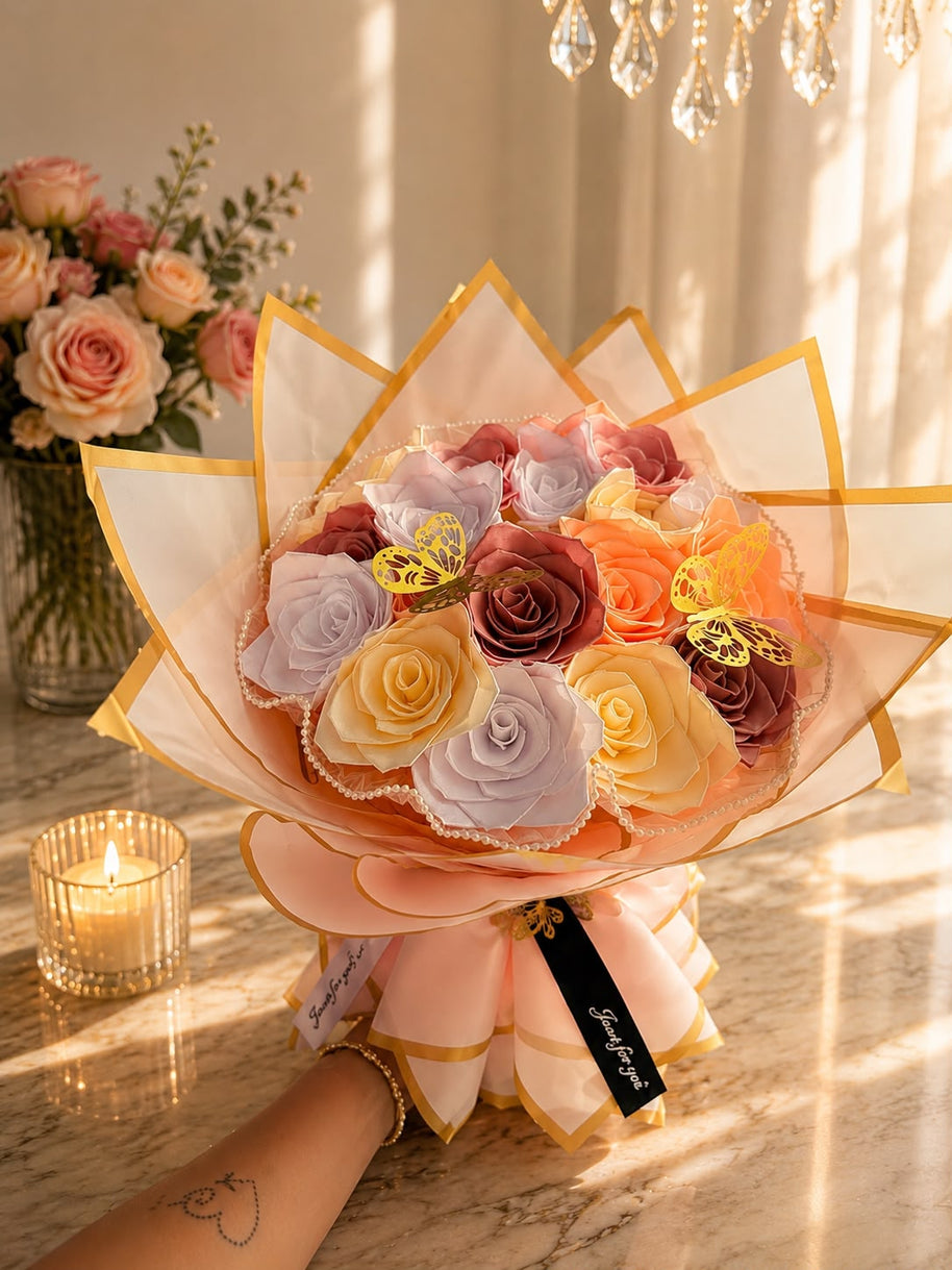 Individually designed satin ribbon bouquet (size S)