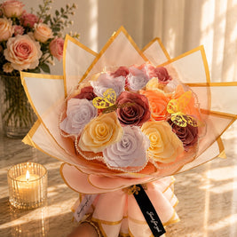 Individually designed satin ribbon bouquet (size S)