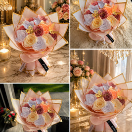 Individually designed satin ribbon bouquet (size S)