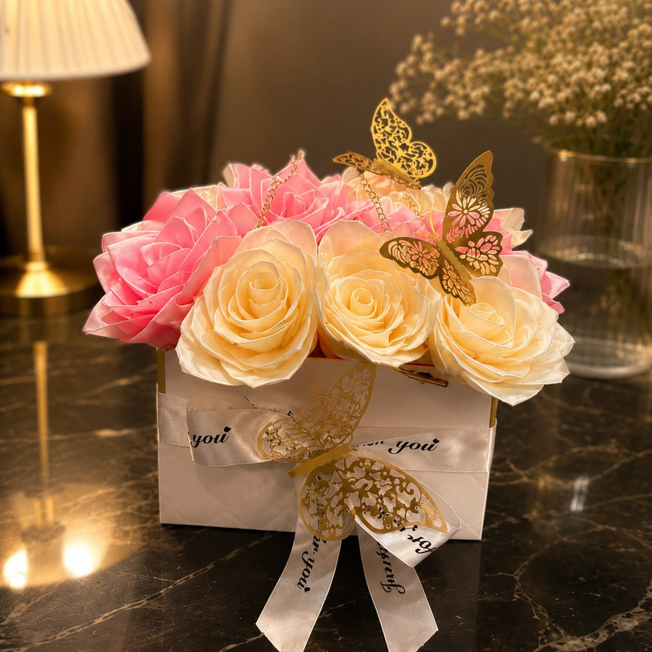 Individually designed satin ribbon bouquet (size S)
