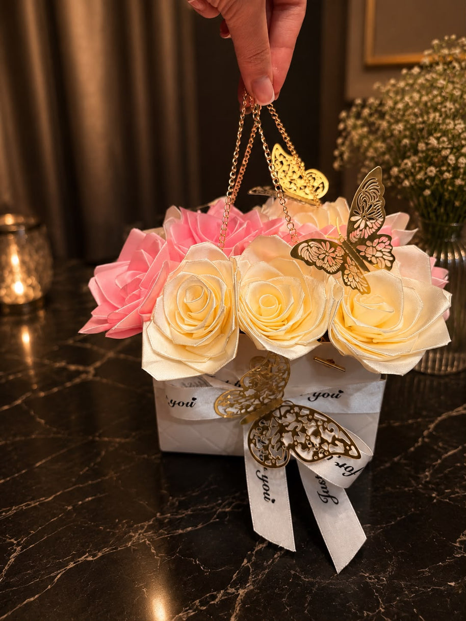 Individually designed satin ribbon bouquet (size S)
