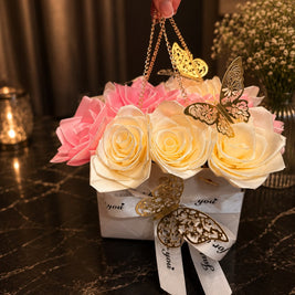 Individually designed satin ribbon bouquet (size S)