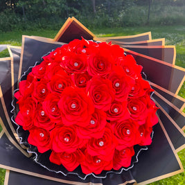 Individually designed satin ribbon bouquet (size L)