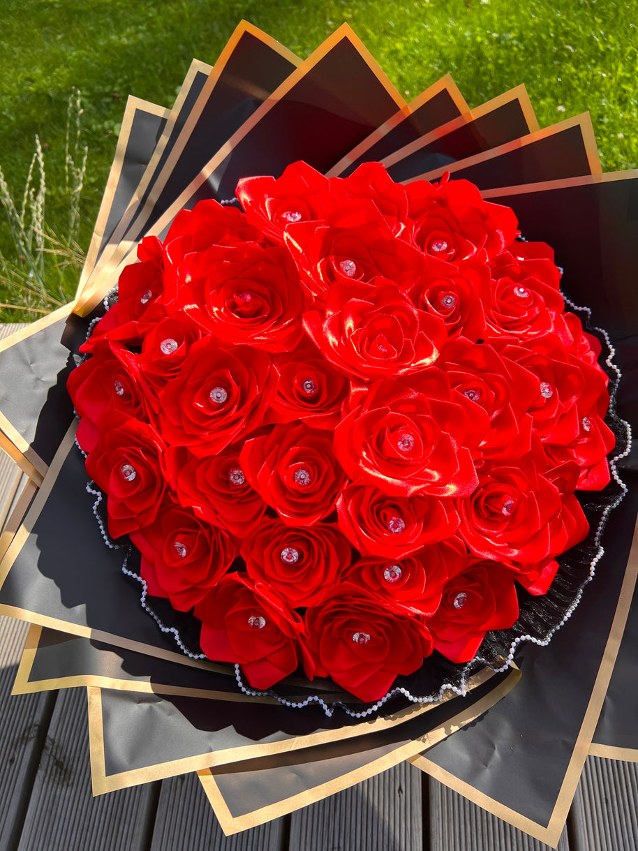 Individually designed satin ribbon bouquet (size L)