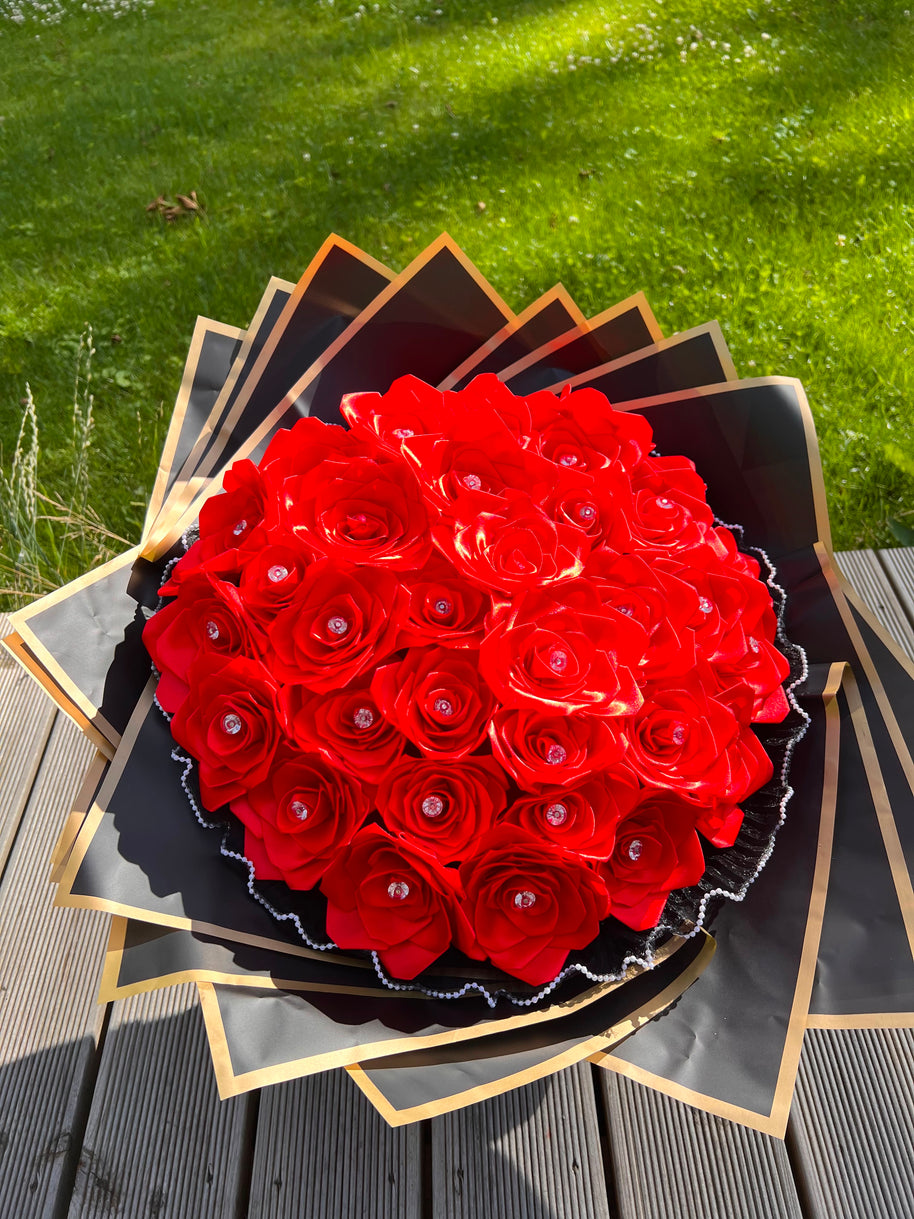 Individually designed satin ribbon bouquet (size L)