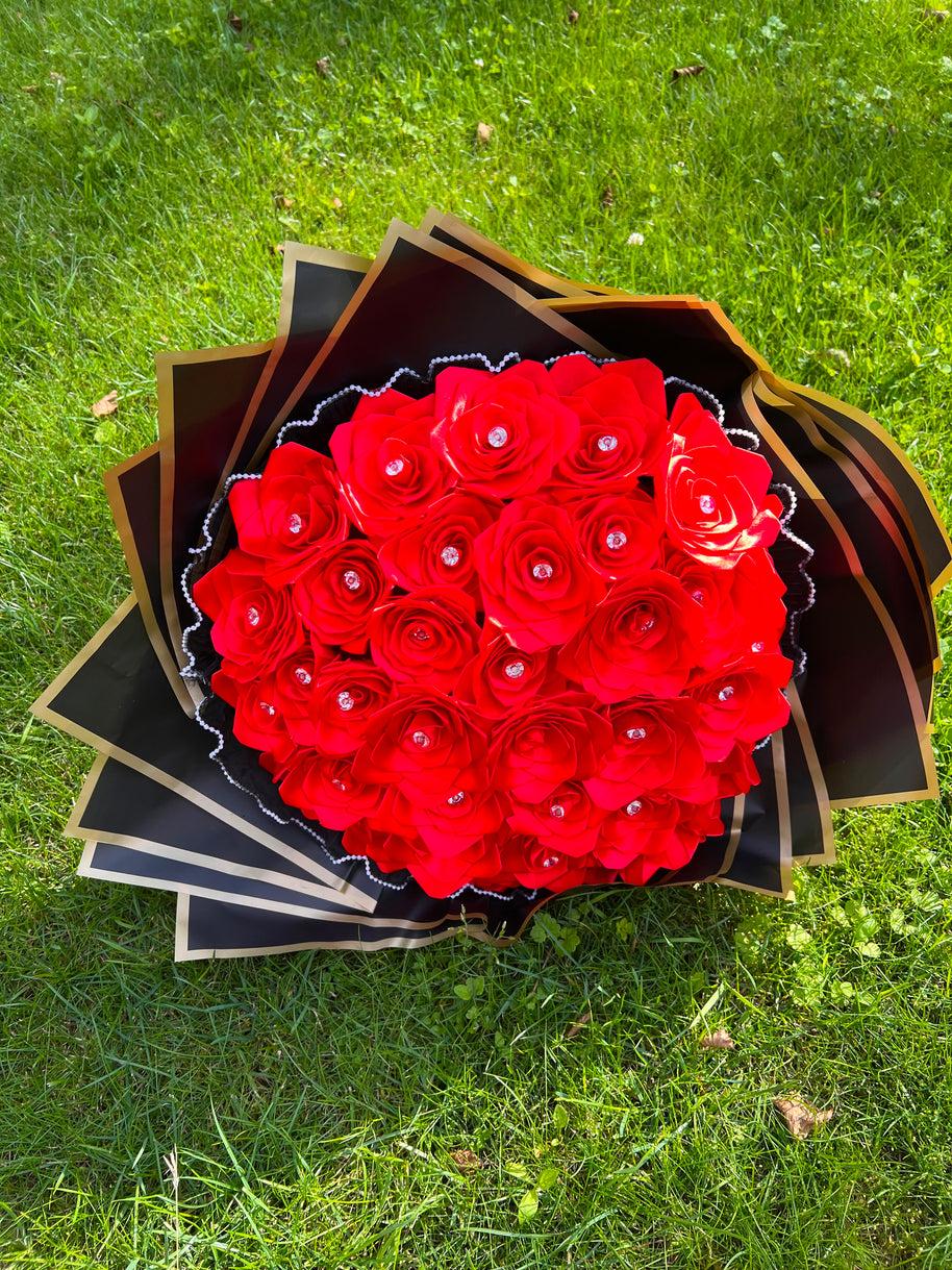 Individually designed satin ribbon bouquet (size L)